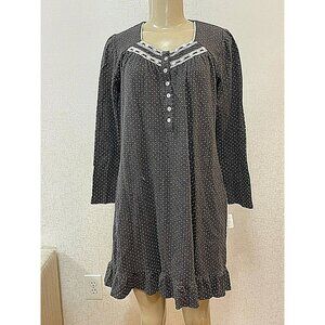 NEW Aria Super Soft Nightgown Button Front Gray And White Polka Dot Size XS #187